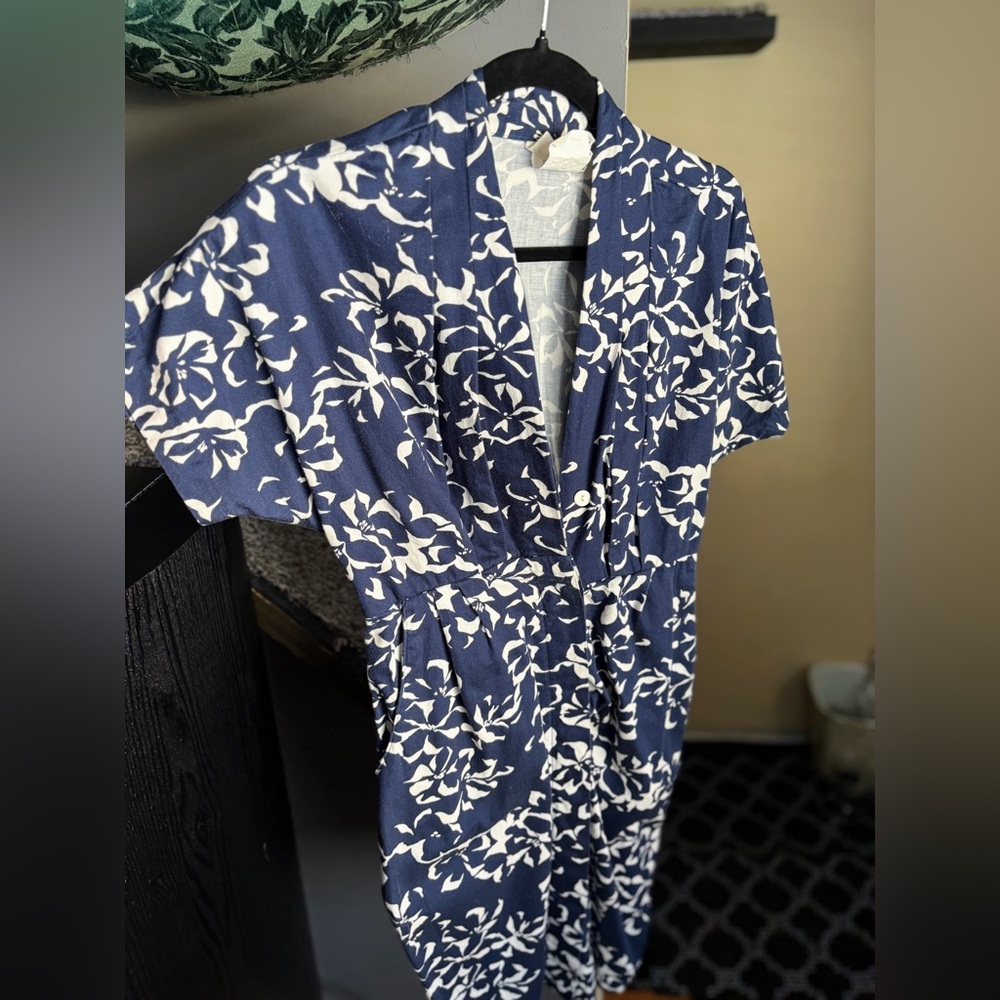 Vintage Blue floral print cotton dress